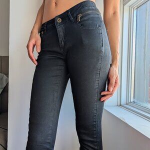 Black Skinny Jeans with Exposed Zipper Detail
